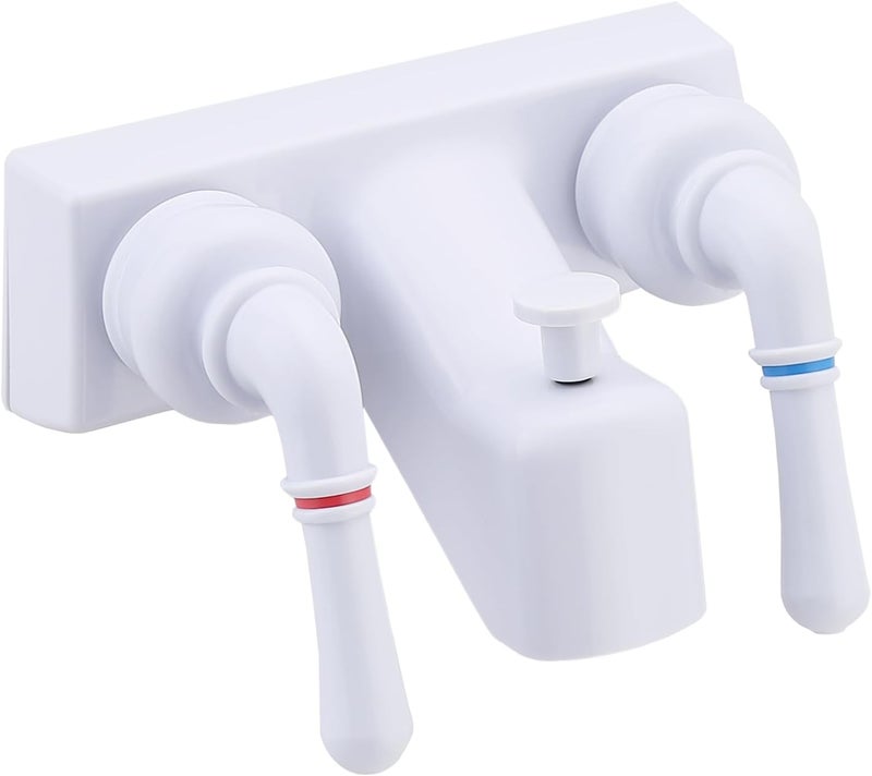 LavishStream RV Shower Faucet, 4 inch Shower Valve Diverter Replacement, with Classical Dual Handles for RV/Camper/Motorhome Bathroom, White - Image 1